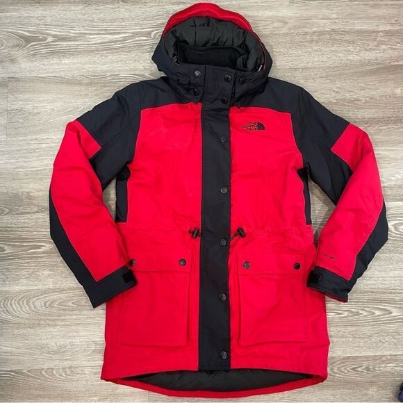 The North Face Down Dry-vent Women Parka Size S Black Red Winter Puffer - Picture 2 of 16
